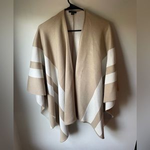 Ann Taylor Camel Tan and White Sweater Cape Neutral One Size